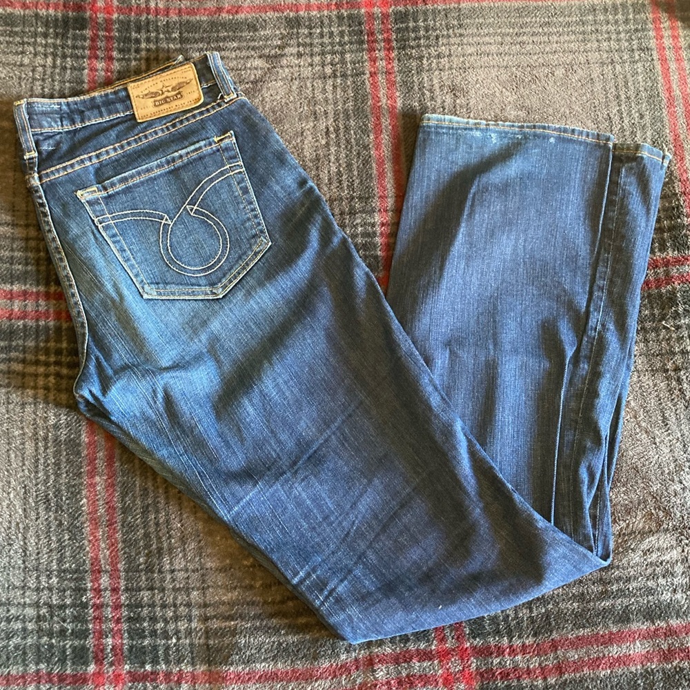 Womens Dark Blue Denim Jeans with Contrast Stitching